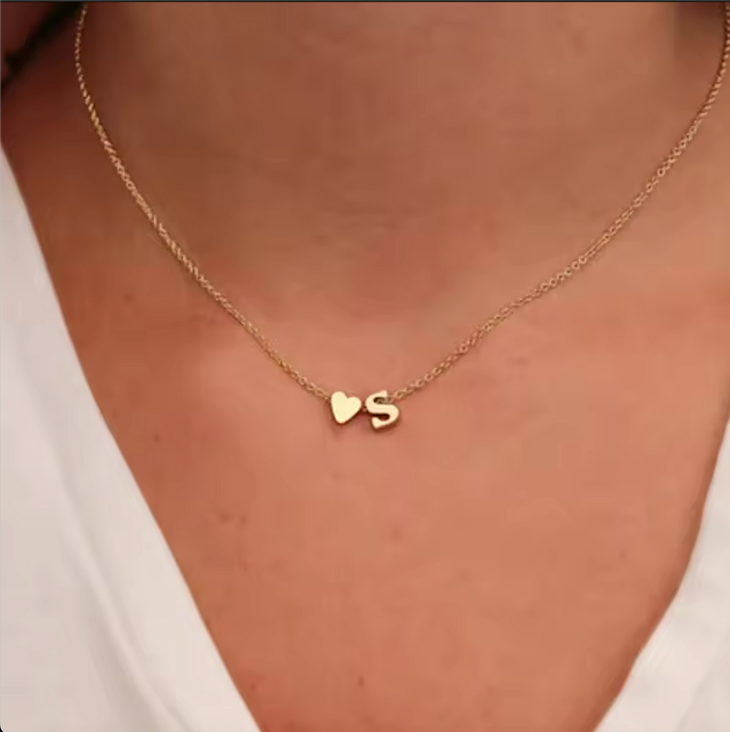 Fashion Tiny Heart Dainty Initial Necklace Gold Silver Color Letter Name Choker For Women Pendant Jewelry Gift